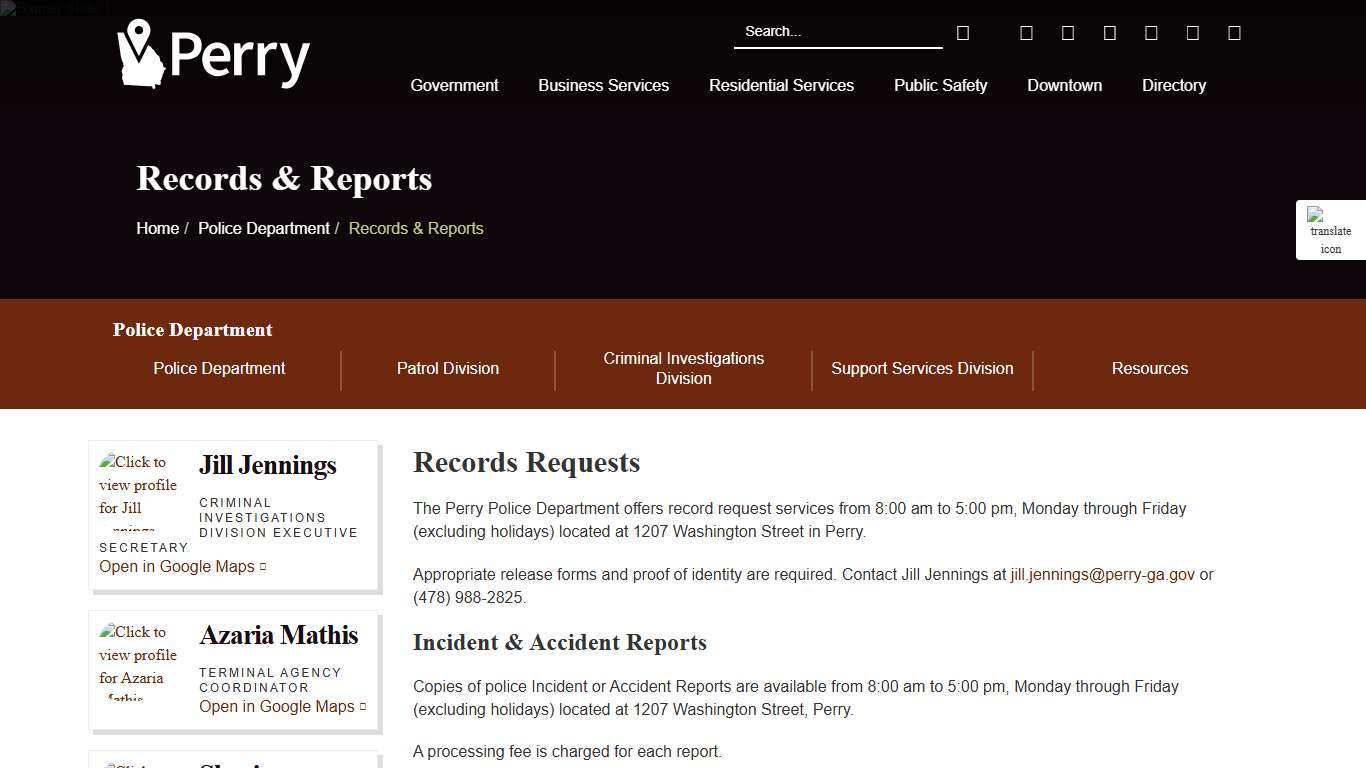 Records & Reports City of Perry